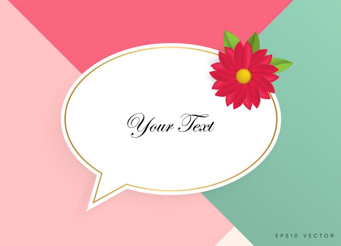 Text box with beautiful colorful flowers. Vector Illustration