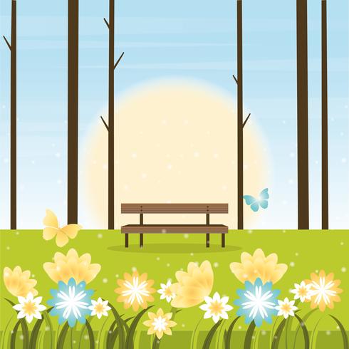 Vector ilustración paisaje de primavera