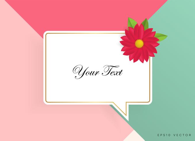 Text box with beautiful colorful flowers. Vector Illustration