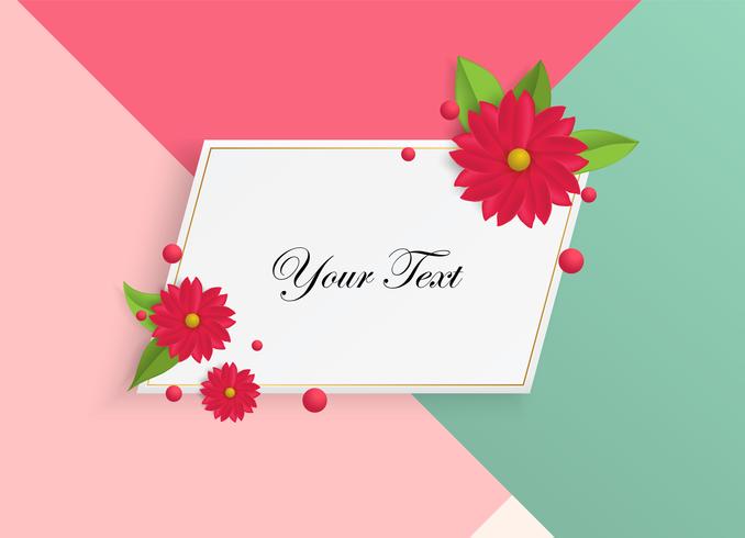 Text box with beautiful colorful flowers. Vector Illustration