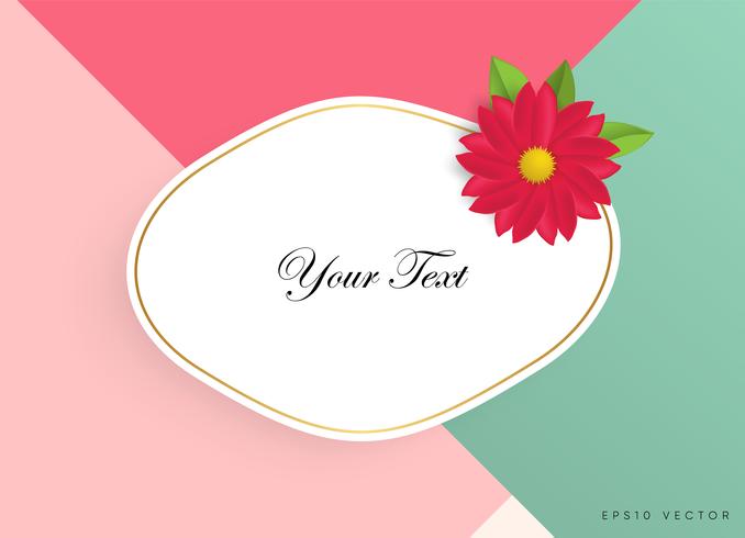 Text box with beautiful colorful flowers. Vector Illustration