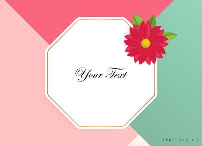 Text box with beautiful colorful flowers. Vector Illustration