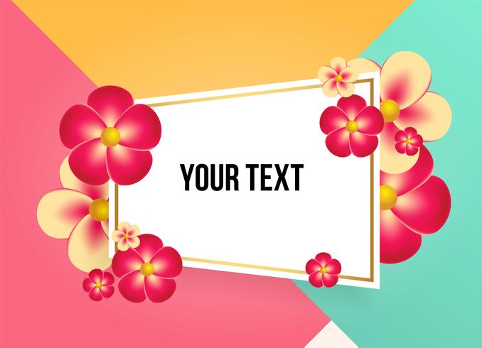 Cuadro de texto con hermosas flores de colores. Ilustracion vectorial vector