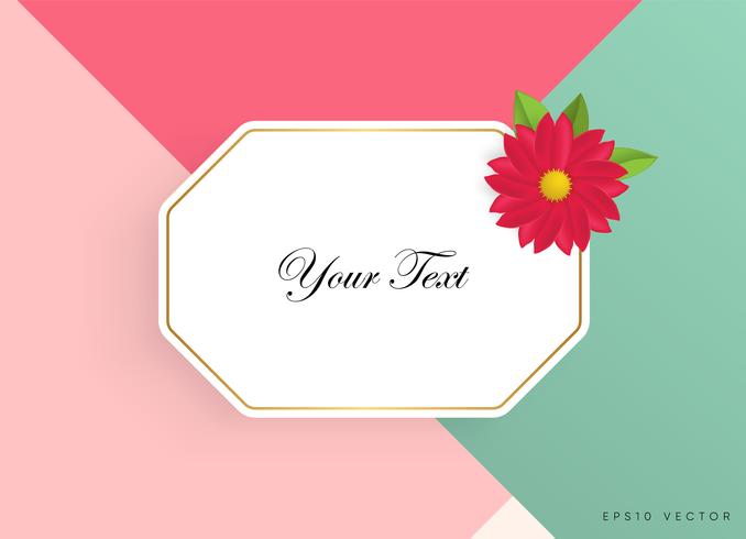 Text box with beautiful colorful flowers. Vector Illustration