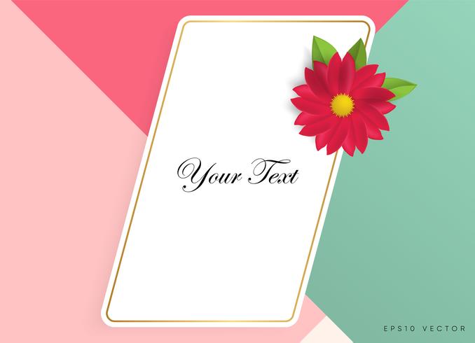 Text box with beautiful colorful flowers. Vector Illustration