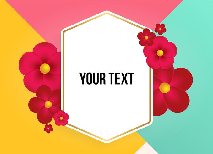 Cuadro de texto con hermosas flores de colores. Ilustracion vectorial vector