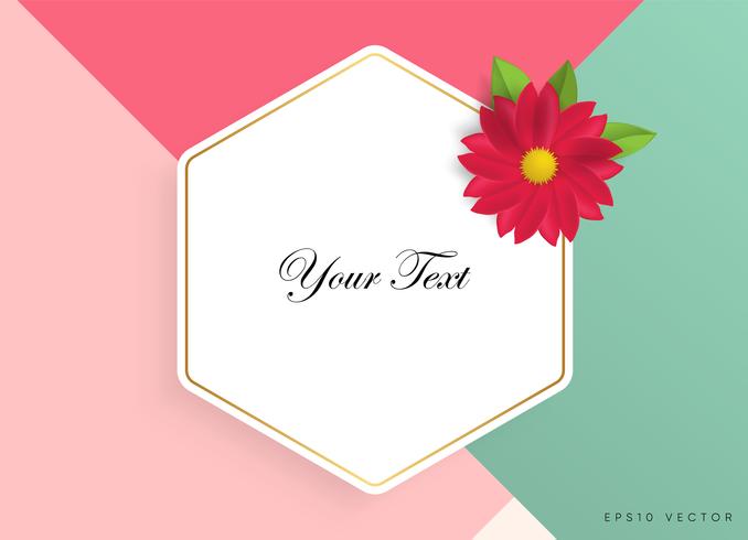 Text box with beautiful colorful flowers. Vector Illustration