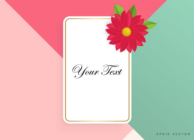 Text box with beautiful colorful flowers. Vector Illustration