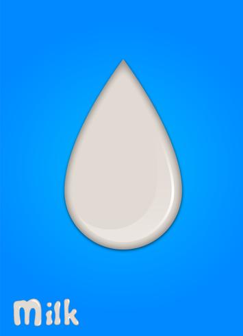 Gota de leche realista, salpicaduras, líquido aislado sobre fondo azul. ilustración vectorial vector