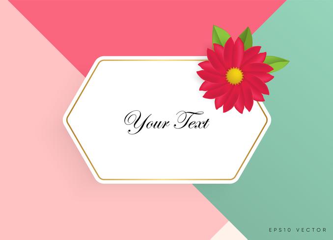 Text box with beautiful colorful flowers. Vector Illustration