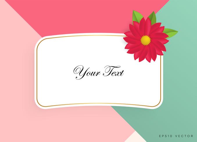 Text box with beautiful colorful flowers. Vector Illustration