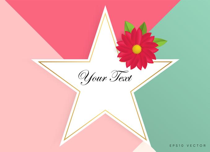 Text box with beautiful colorful flowers. Vector Illustration