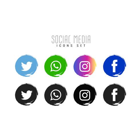 Abstract Social media icons set vector