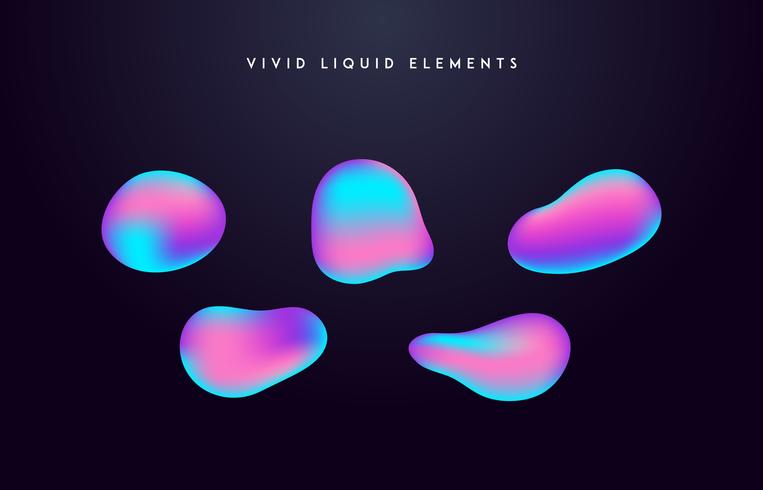 Gradient vivid shapes. Modern abstract colorful vector fluid collection.