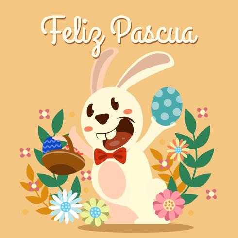 Conejito feliz pascua vector