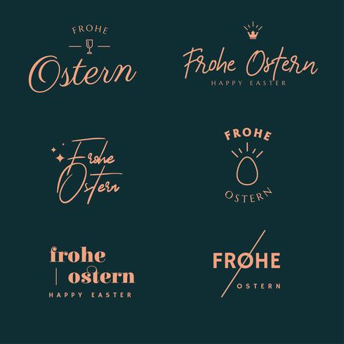 Frohe Ostern Typography Pack vector