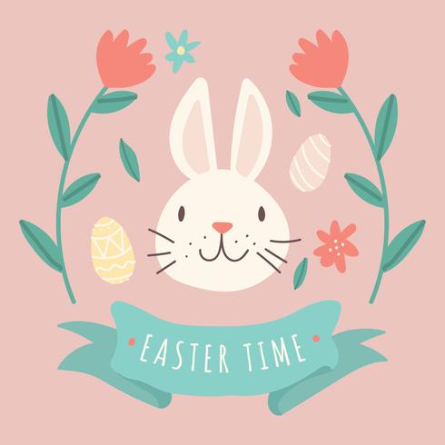 Bunny In A Easter Background vector