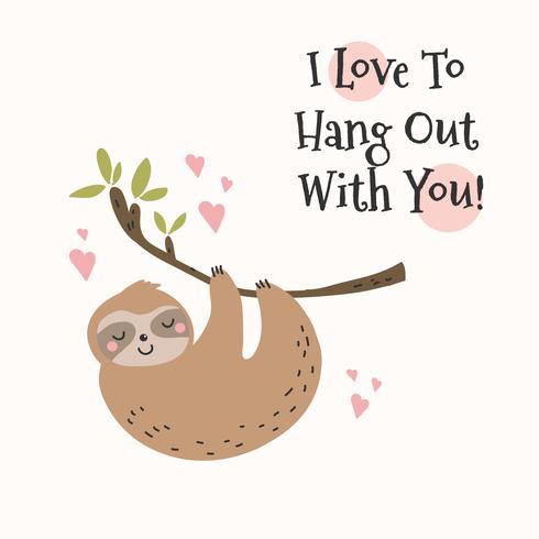 Sloth In Love Vector