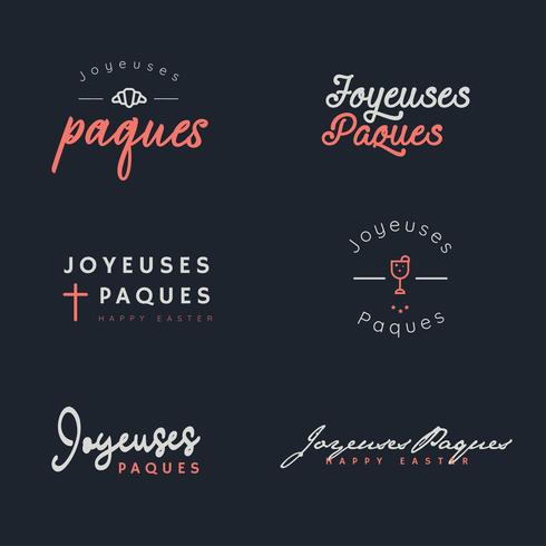 Joyeuses Paques Typography Pack vector