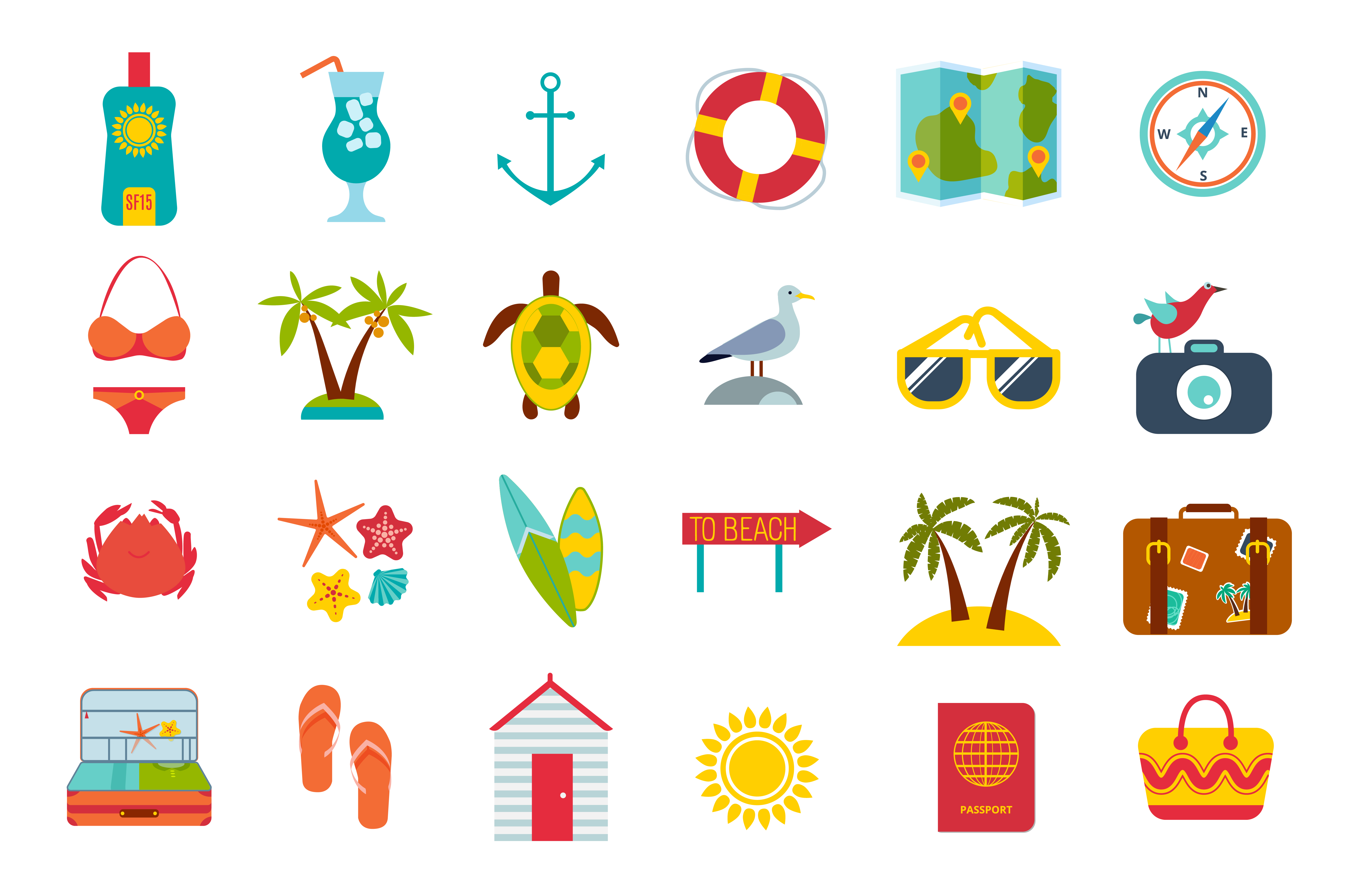 Set of summer icons. 284106 Vector Art at Vecteezy