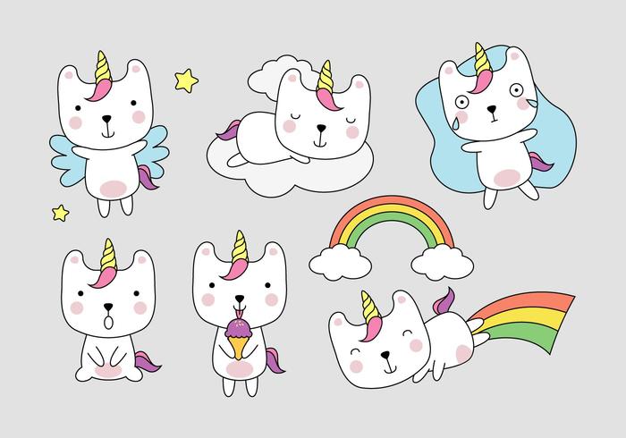 Wannabe Unicorn clipart set vector