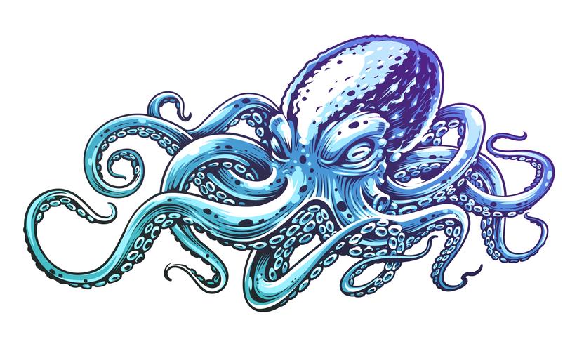 Arte de vector de pulpo azul