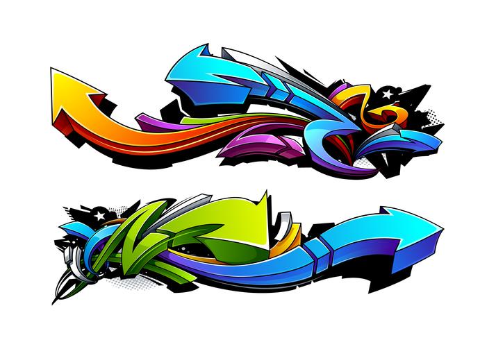 Diseños de flechas de graffiti. vector