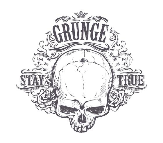 Cráneo del arte del grunge vector