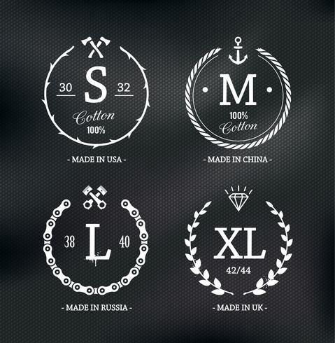 Emblemas de tamaño de desgaste vector