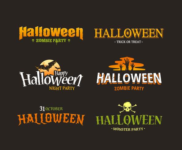 Halloween Typography Set vector