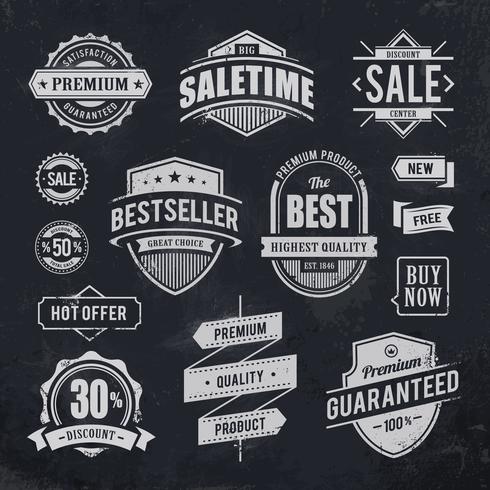 Chalk drawn sale emblems vector