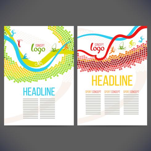 Vector template design strips of colored rings and waves.