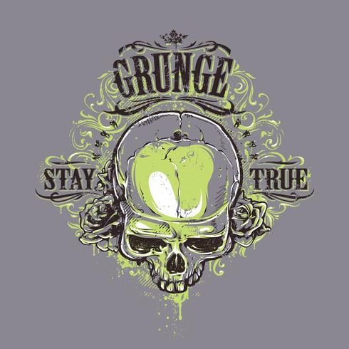 Estampado de cráneo de grunge vector