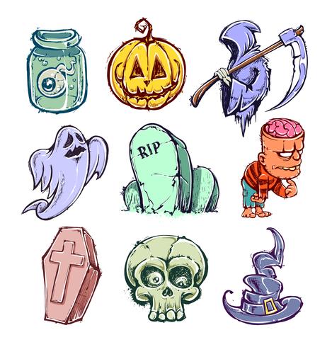 Divertidos personajes de halloween vector