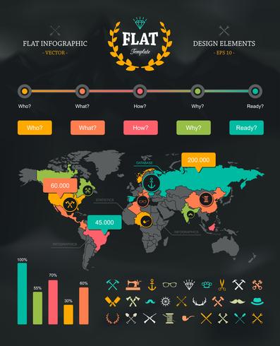 Infografía plana conjunto vector