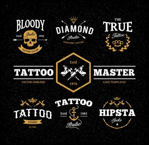 Emblemas de estudio de tatuaje vector