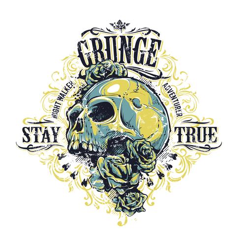 Grunge skull print vector