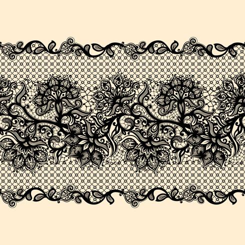 Abstract lace ribbon seamless pattern with elements flowers. vector