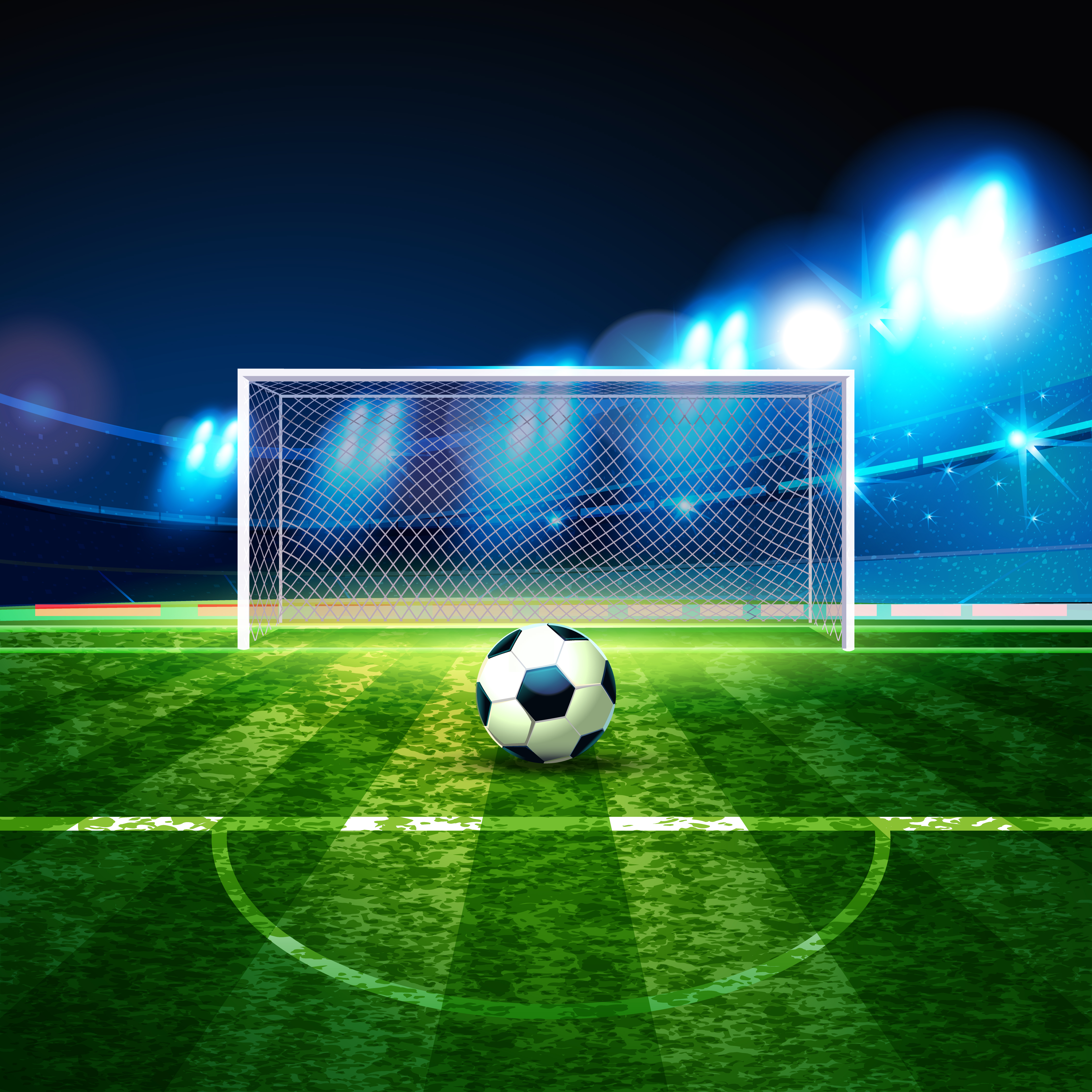 Soccer Ball On Goalie Goal Background Vector Art At Vecteezy