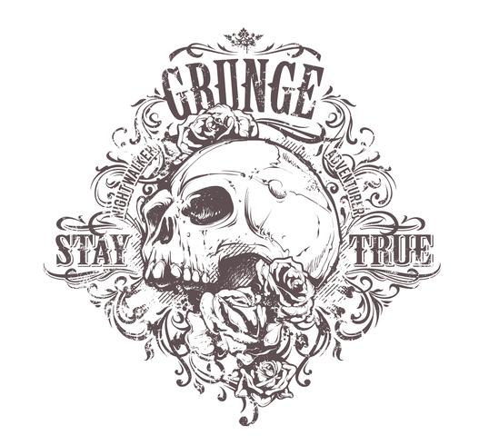 Cráneo del arte del grunge vector