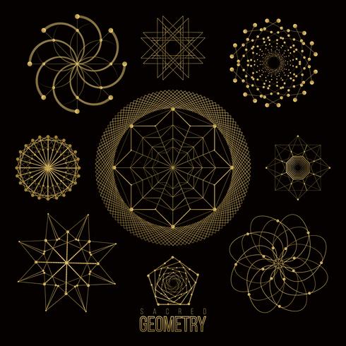 Sacred geometry forms, shapes of lines, logo, sign vector