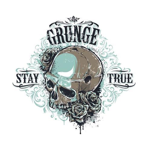 Grunge skull print vector