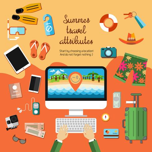 Esenciales de vacaciones vector