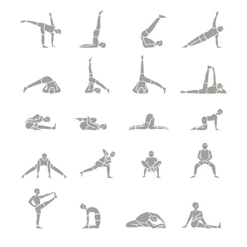 Iconos de posiciones de yoga vector