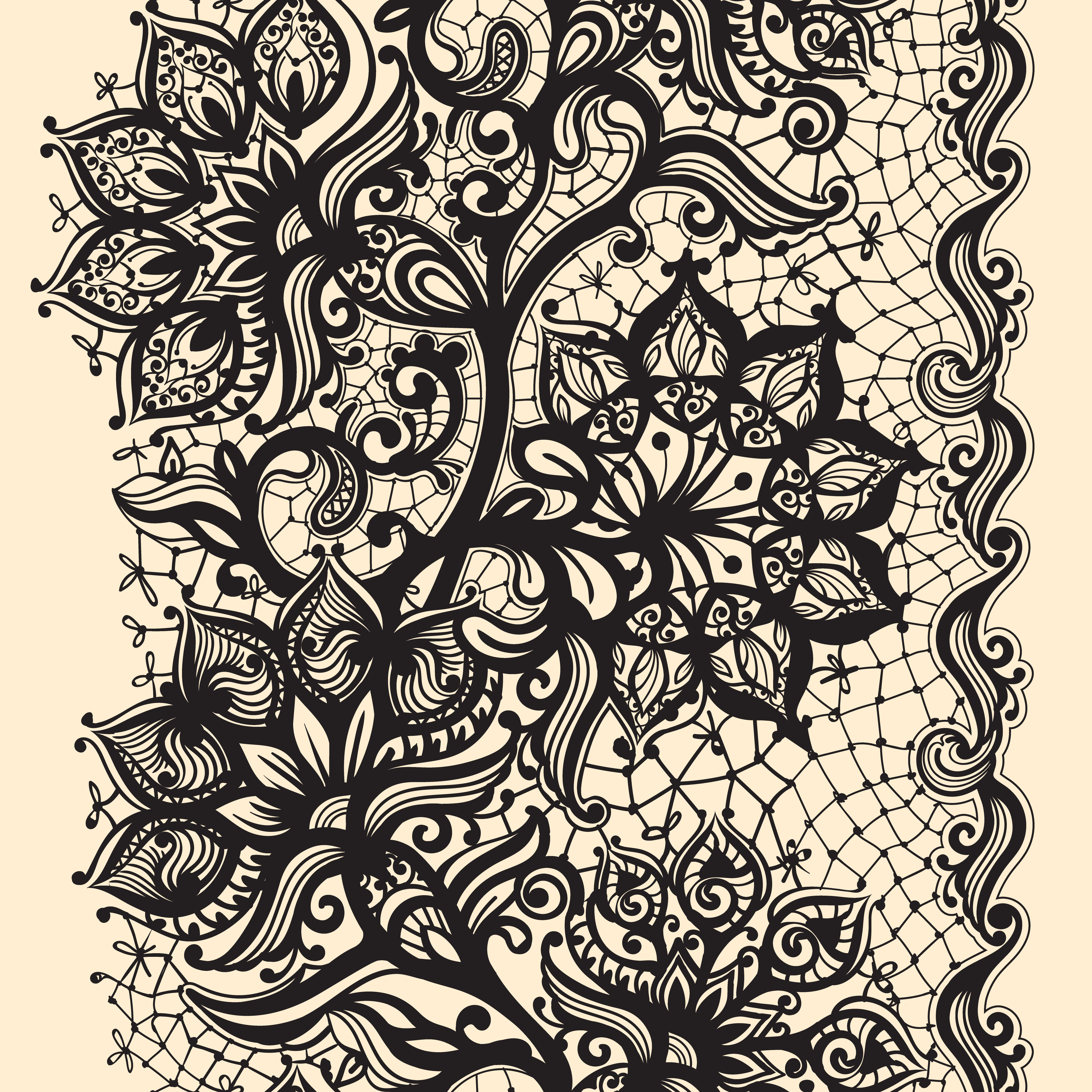 Download Abstract lace ribbon seamless pattern with elements flowers. - Download Free Vectors, Clipart ...