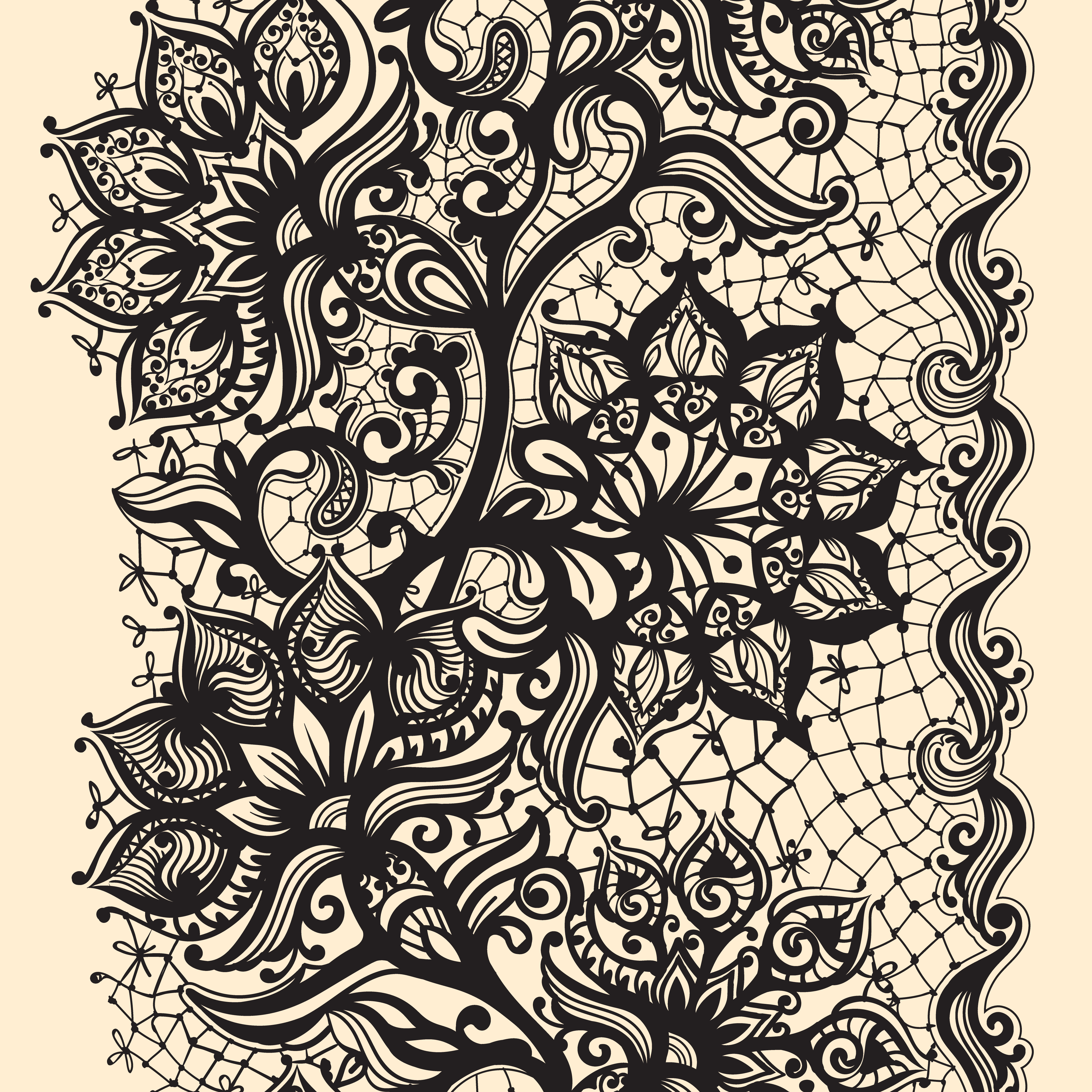 Download Abstract lace ribbon seamless pattern with elements ...