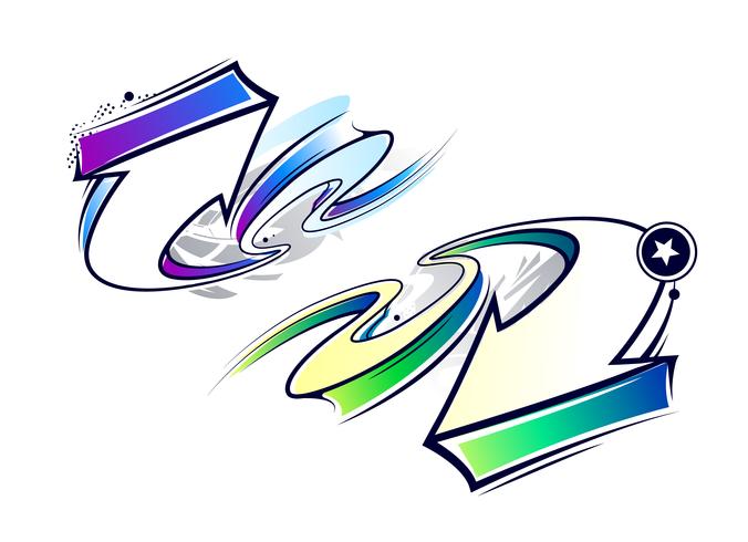 Two curve graffiti arrows vector