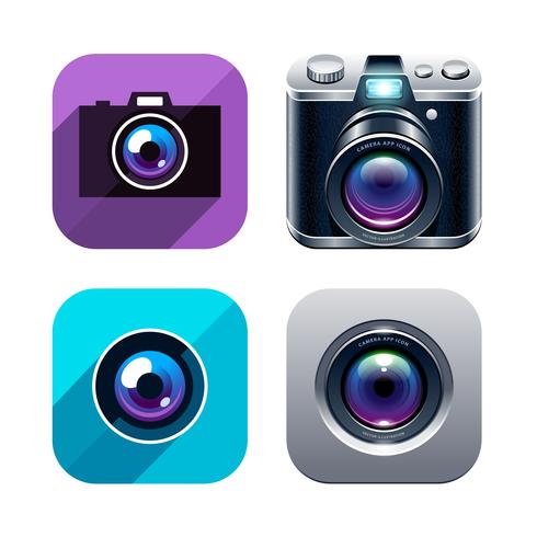 Conjunto de iconos de aplicaciones de fotos vector