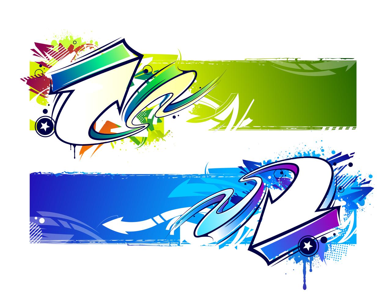 Two abstract graffiti banners 284329 Vector Art at Vecteezy