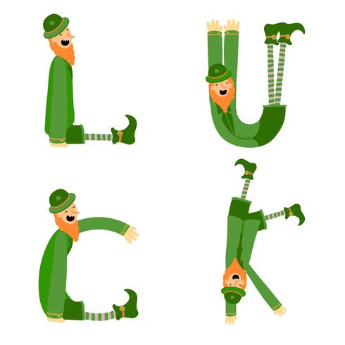 Cute Irish Character Collection With Letter Shape vector